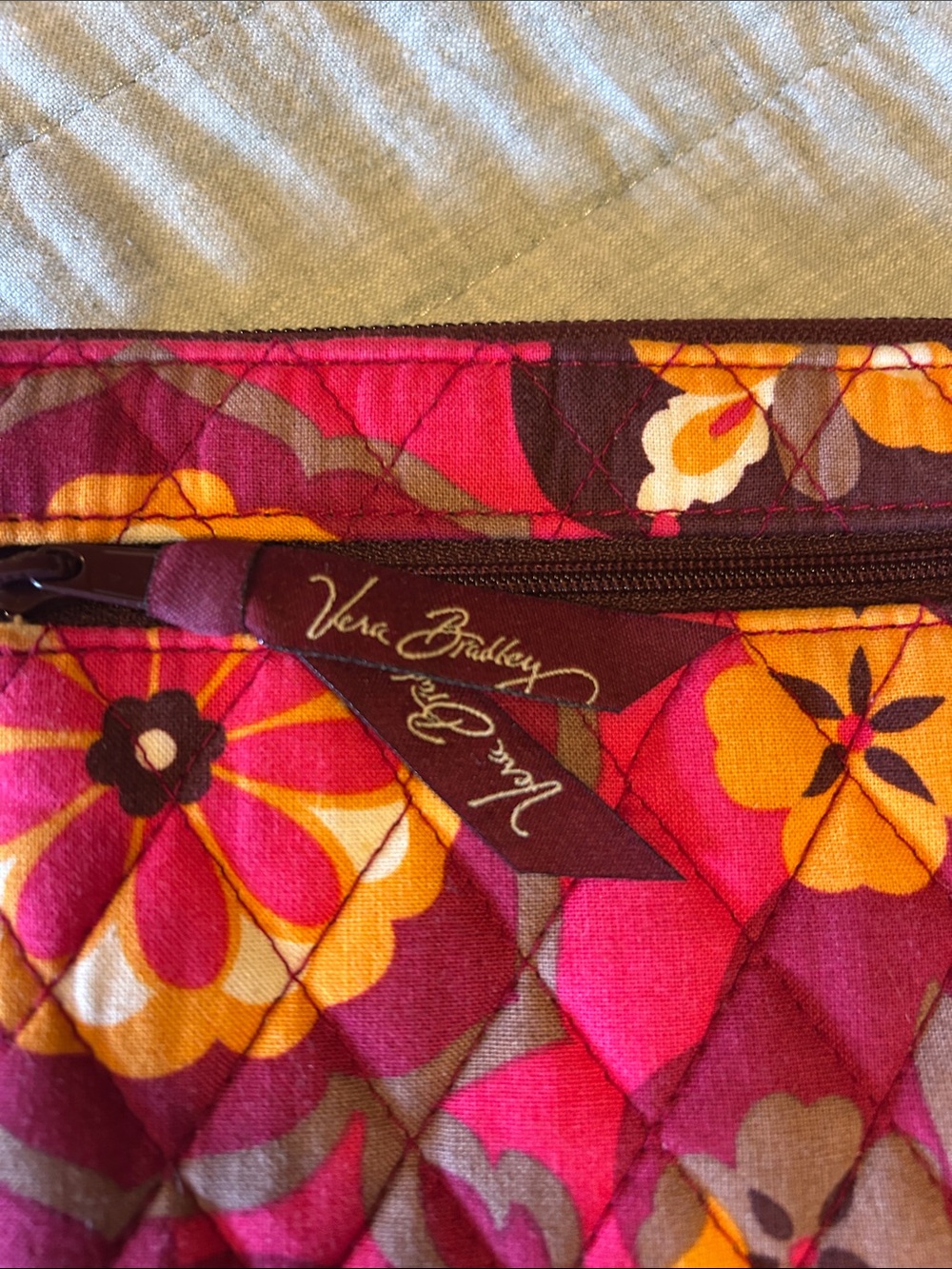Vera Bradley Magenta Floral Quilted Zip Wallet with Wristlet - Picture 2 of 5